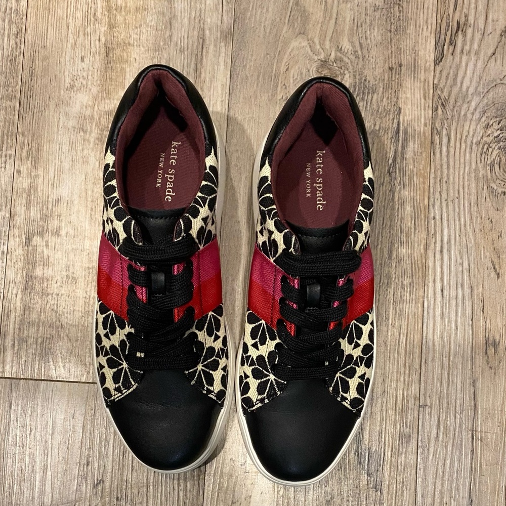 Kate Spade Black and Red Designer Sneakers